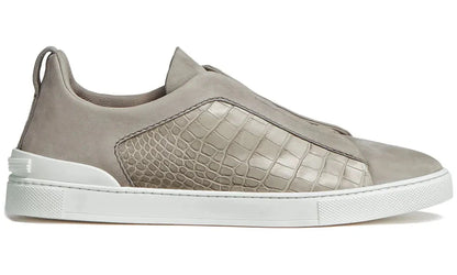 Zegna Crocodile Leather Triple Stitch "Neutrals" Luxury Leather Sneakers UAE