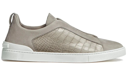 Zegna Crocodile Leather Triple Stitch "Neutrals" Luxury Leather Sneakers UAE
