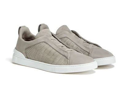 Zegna Crocodile Leather Triple Stitch "Neutrals" Luxury Leather Sneakers UAE