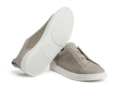 Zegna Crocodile Leather Triple Stitch "Neutrals" Luxury Leather Sneakers UAE
