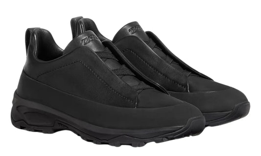 Zegna Triple Stitch Monte Sneakers "Black" Premium Leather Sneakers UAE