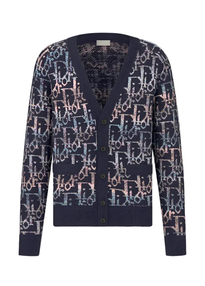 Dior Oblique Cardigan "Blue Wool Jacquard" Designer Cardigan UAE