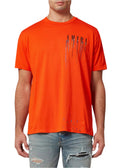 Amiri Orange Paint Drip Logo Crewneck T-Shirt Vibrant Graphic Tee UAE