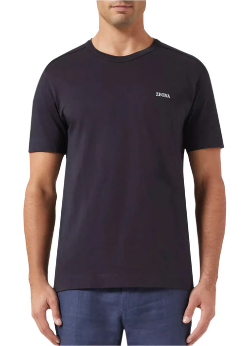 Zegna Navy Blue Cotton T-Shirt Premium Basic Tee UAE