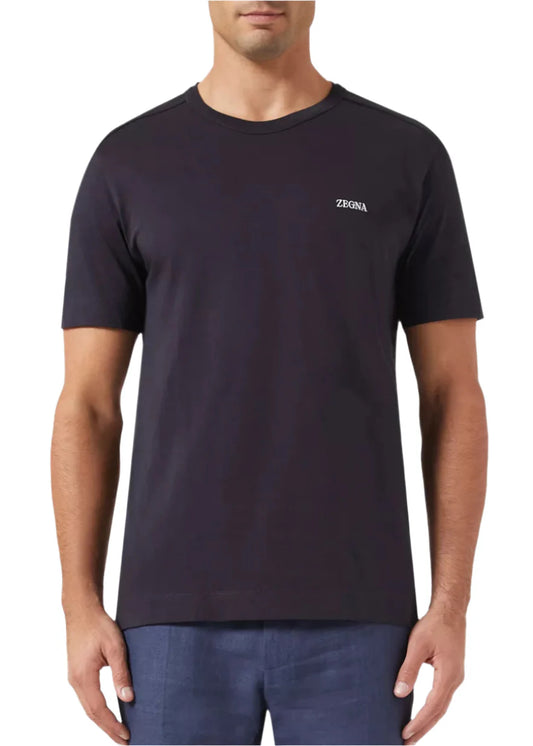 Zegna Navy Blue Cotton T-Shirt Premium Basic Tee UAE