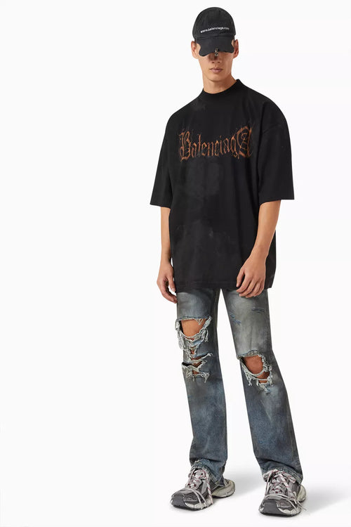 Balenciaga Heavy Metal Large Fit T-Shirt Vintage Jersey Graphic Tee UAE