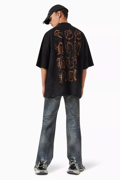 Balenciaga Heavy Metal Large Fit T-Shirt Vintage Jersey Graphic Tee UAE
