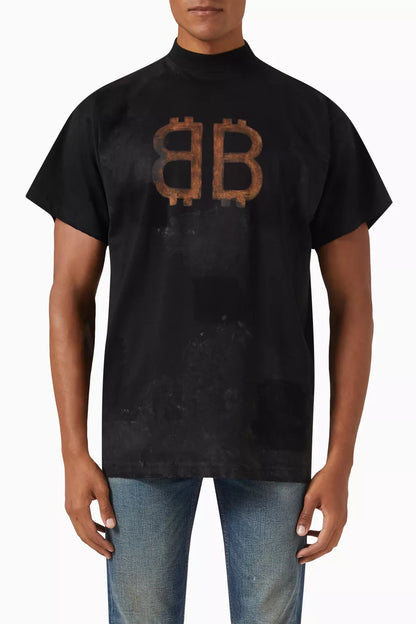 Balenciaga Oversized Crypto T-Shirt Vintage Jersey Streetwear UAE