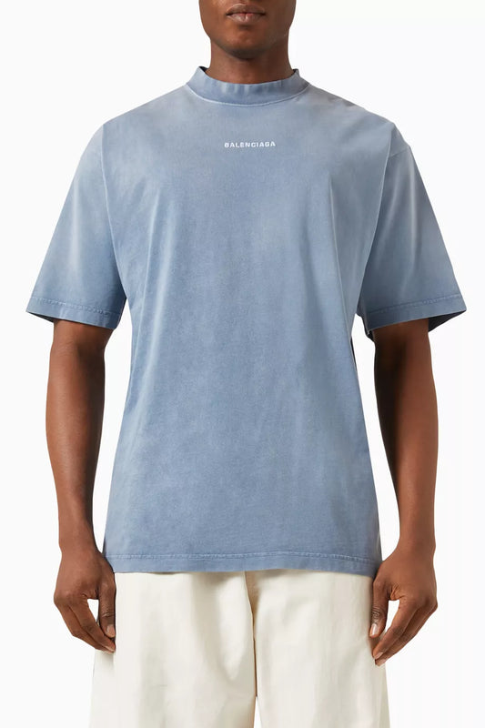 Balenciaga Logo Embroidered Cotton T-Shirt Premium Logo Tee UAE