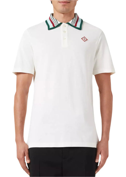 Casablanca Mint Stripe Collar Polo "White" Resort Style Polo UAE
