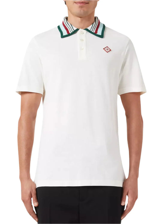 Casablanca Mint Stripe Collar Polo "White" Resort Style Polo UAE