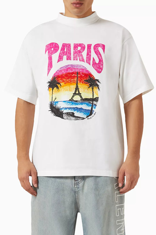 Balenciaga Paris Tropical Medium-Fit T-Shirt Vintage Jersey Summer Tee UAE