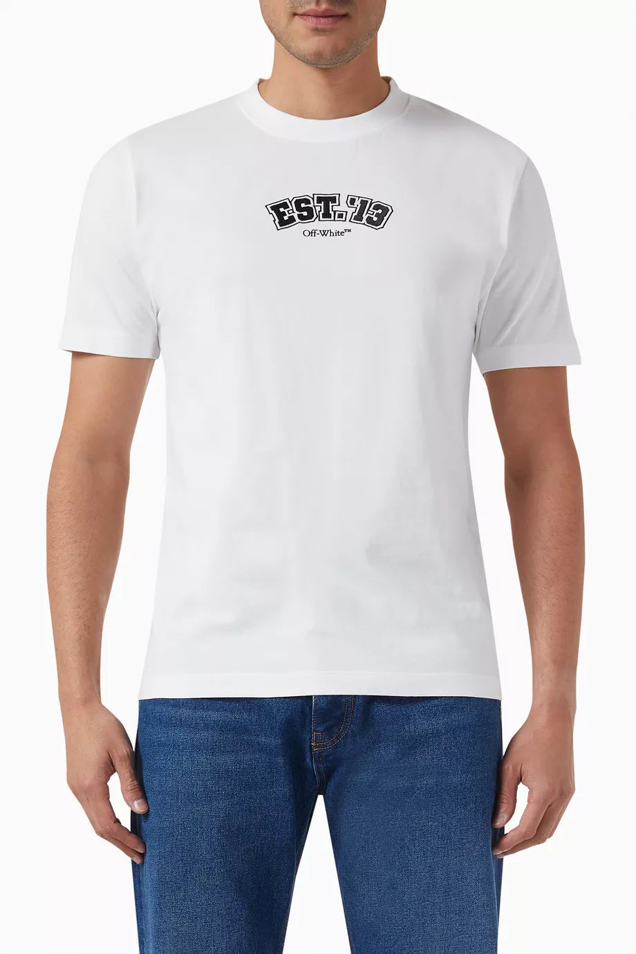 Off-White Slim Fit Cotton Jersey T-Shirt Minimal Designer Tee UAE