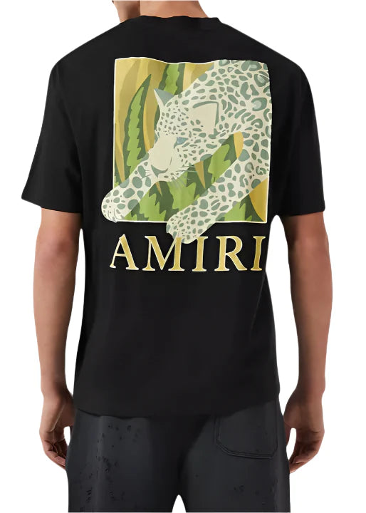 AMIRI Leopard-Print Cotton Jersey T-Shirt "Black" Streetwear Graphic Tee UAE