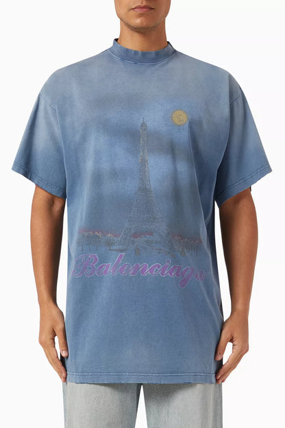 Balenciaga Paris Moon Oversized T-Shirt "Vintage Jersey" Oversized Tee UAE