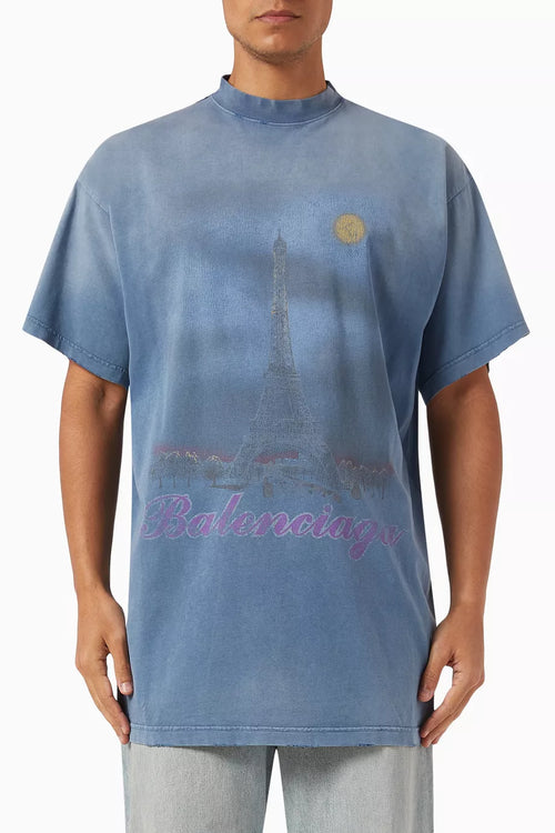 Balenciaga Paris Moon Oversized T-Shirt "Vintage Jersey" Oversized Tee UAE
