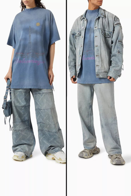 Balenciaga Paris Moon Oversized T-Shirt "Vintage Jersey" Oversized Tee UAE