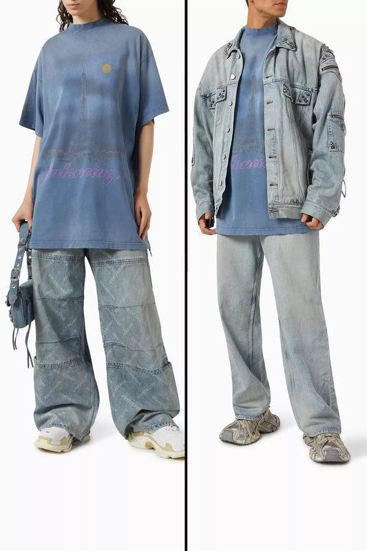 Balenciaga Paris Moon Oversized T-Shirt "Vintage Jersey" Oversized Tee UAE