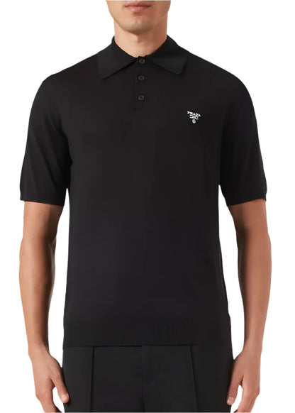 Prada Superfine Wool Polo Shirt "Black" Minimal Luxury Polo UAE