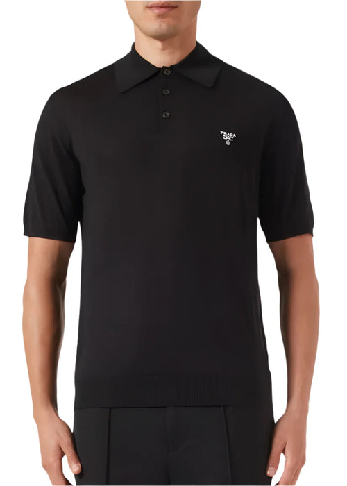 Prada Superfine Wool Polo Shirt "Black" Minimal Luxury Polo UAE
