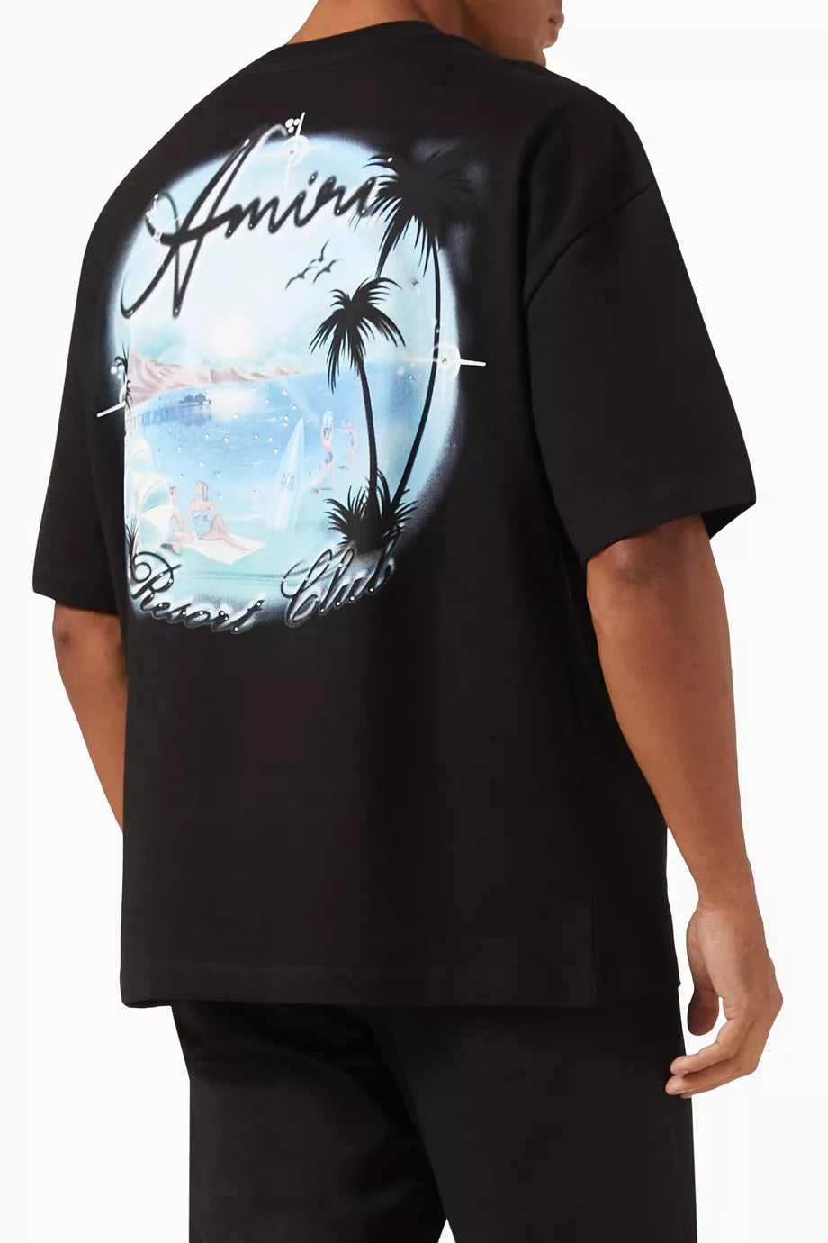 AMIRI Paradise Airbrush Oversized T-Shirt Stretch Cotton Oversized Tee UAE