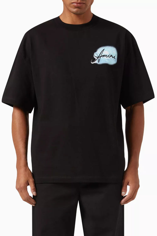 AMIRI Paradise Airbrush Oversized T-Shirt Stretch Cotton Oversized Tee UAE