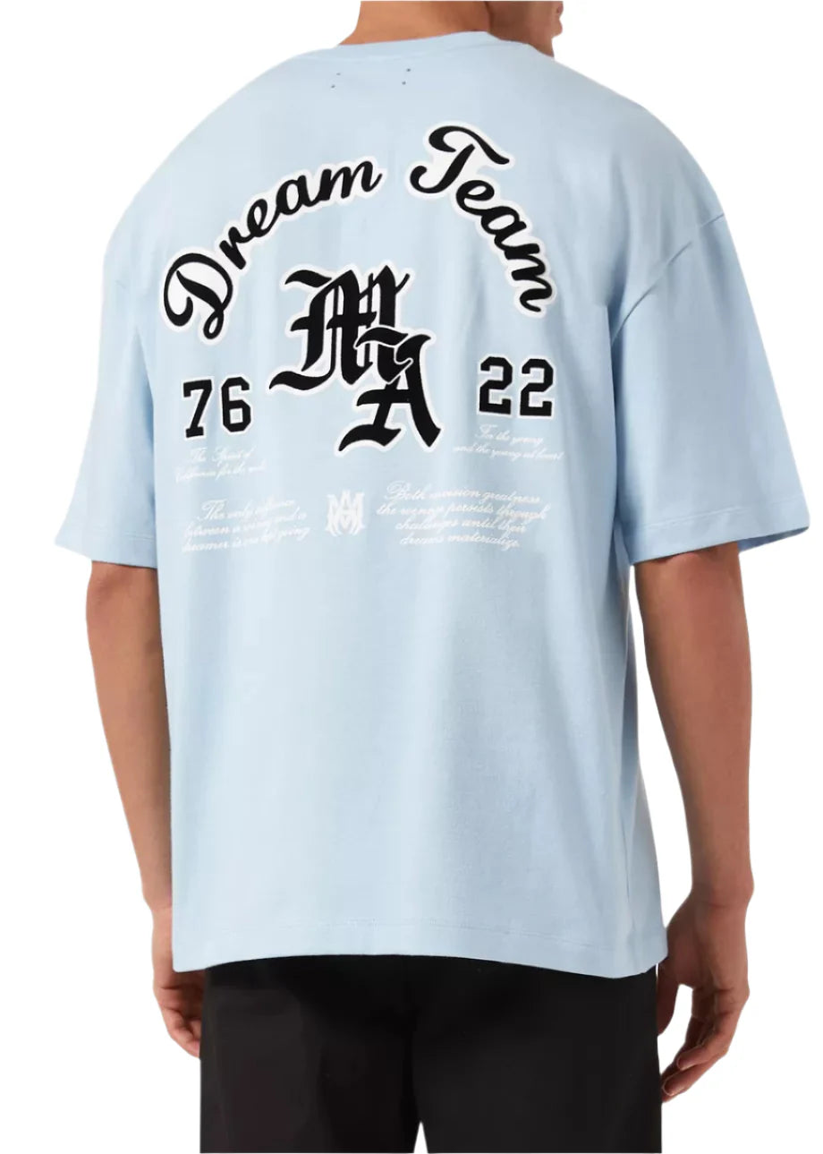 Amiri Dream Team Oversized T-Shirt "Blue Cotton" Trendy Tee UAE