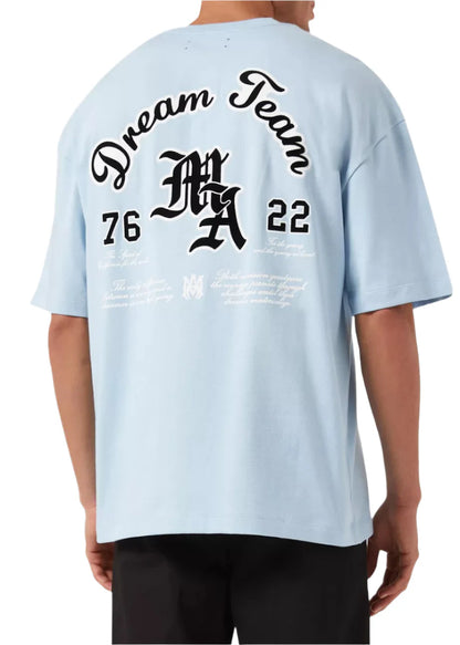 Amiri Dream Team Oversized T-Shirt "Blue Cotton" Trendy Tee UAE