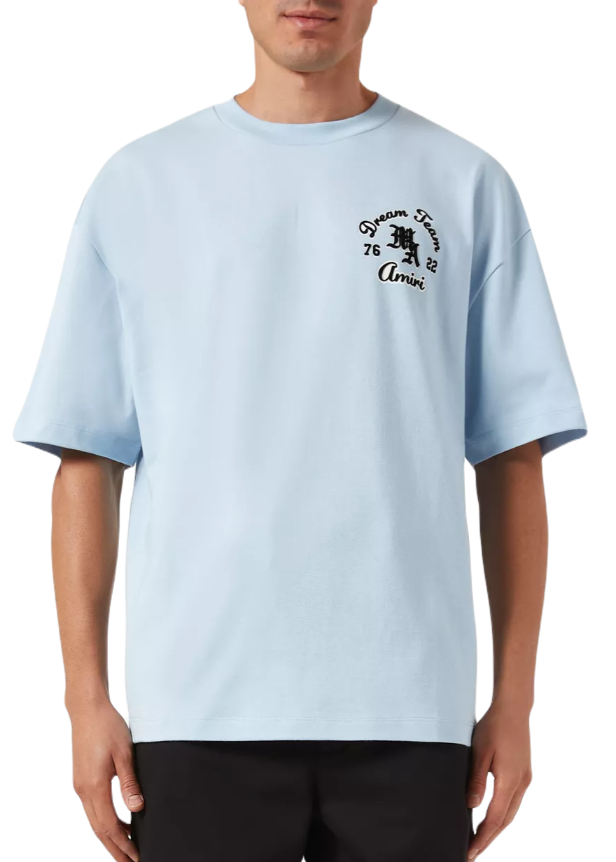 Amiri Dream Team Oversized T-Shirt "Blue Cotton" Trendy Tee UAE