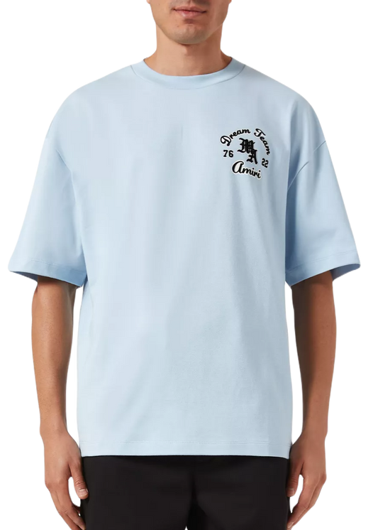 Amiri Dream Team Oversized T-Shirt "Blue Cotton" Trendy Tee UAE