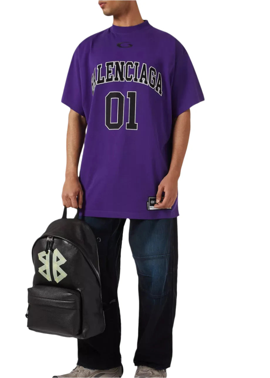 Balenciaga Men's Basketball Series Oversized T-Shirt "Purple" Streetwear Tee UAE