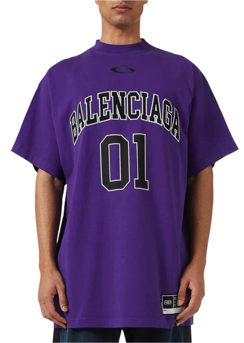 Balenciaga Men's Basketball Series Oversized T-Shirt "Purple" Streetwear Tee UAE
