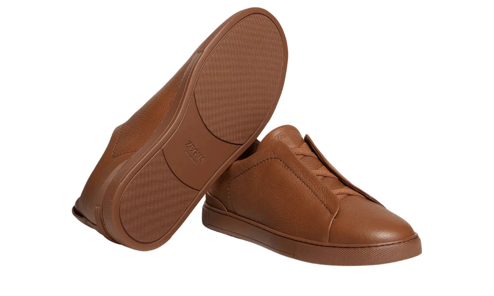 Zegna Triple Stitch Leather Sneakers