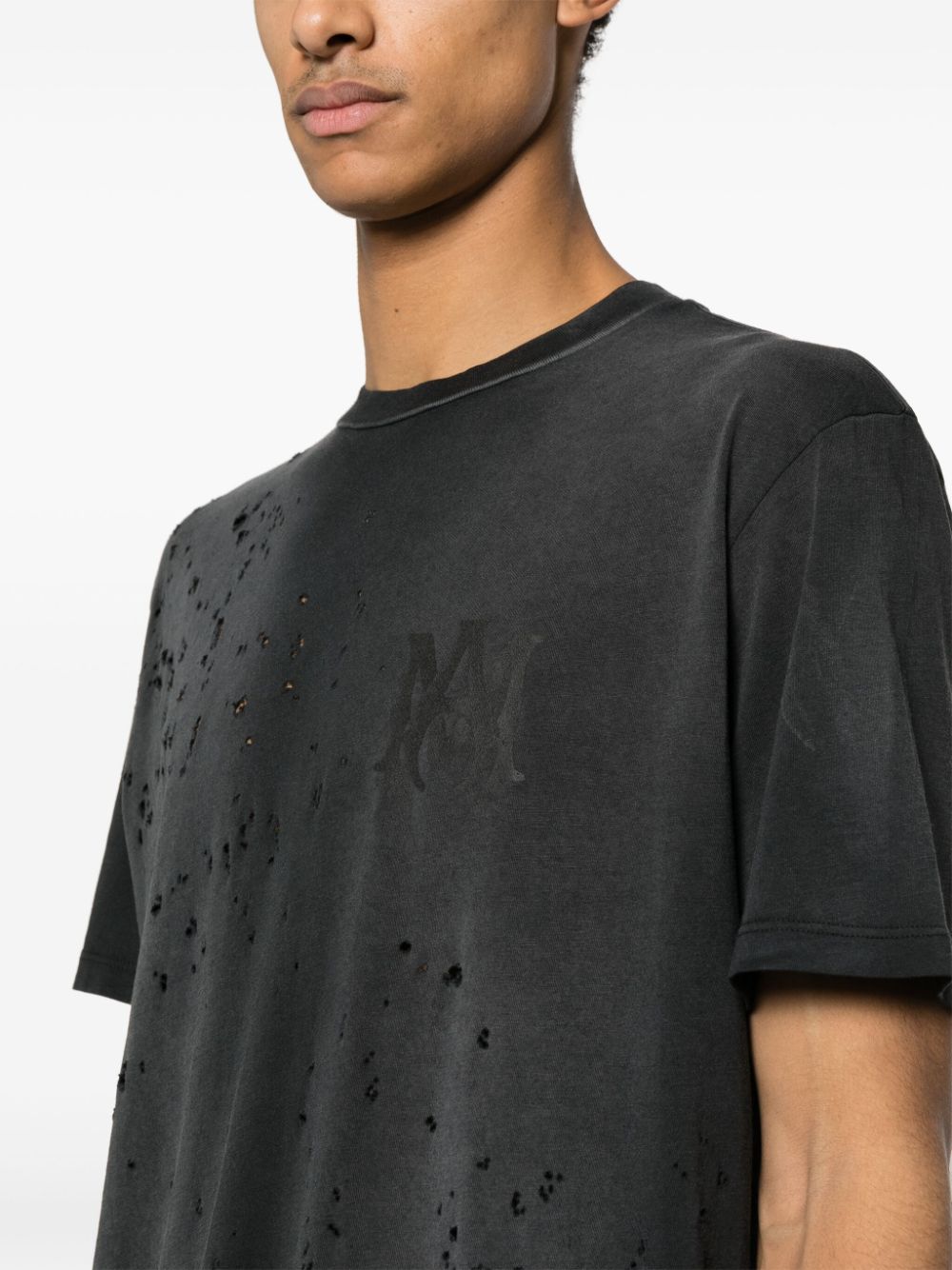 AMIRI Shotgun Logo-Print Distressed T-Shirt Edgy Streetwear Tee UAE
