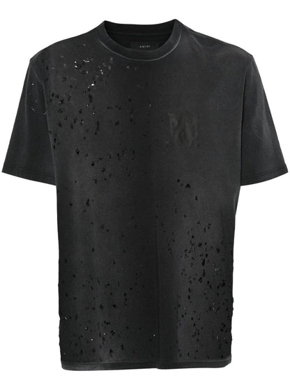 AMIRI Shotgun Logo-Print Distressed T-Shirt Edgy Streetwear Tee UAE