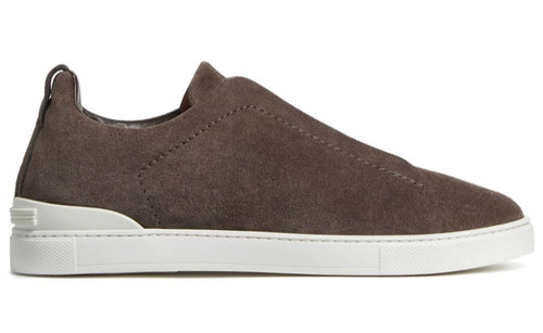 Zegna Brown Suede Triple Stitch Sneakers Rich Suede Sneakers UAE