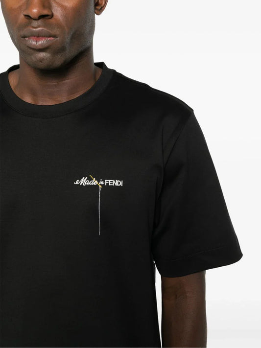 FENDI Logo-Embroidered T-Shirt Casual Designer Tee UAE