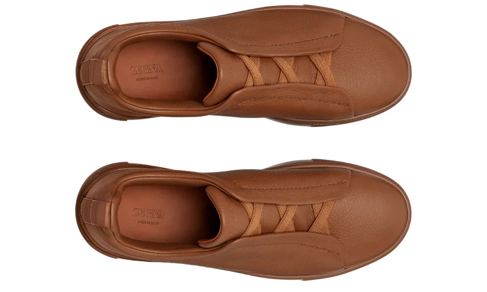 Zegna Triple Stitch Leather Sneakers