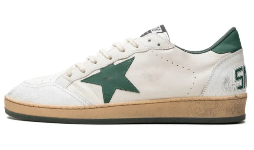 Golden Goose Ballstar "White Green" Distressed Star Sneakers UAE
