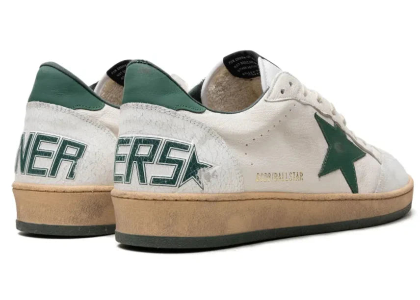 Golden Goose Ballstar "White Green" Distressed Star Sneakers UAE