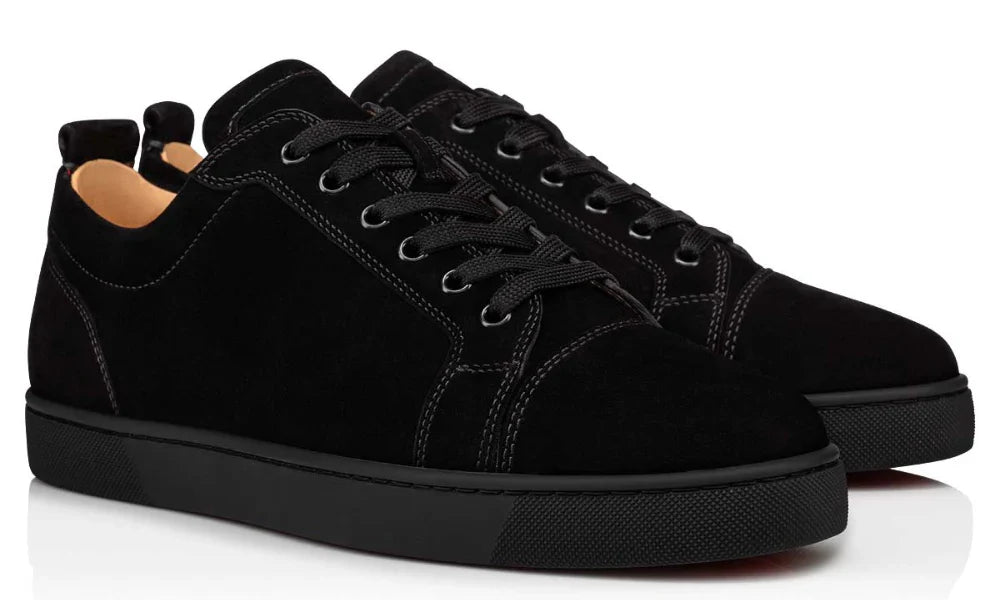 Christian Louboutin Louis Junior Flat "Black Suede" Luxury Suede Sneakers UAE