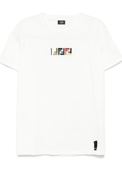 Fendi White Cotton T-Shirt Designer Essential Tee UAE