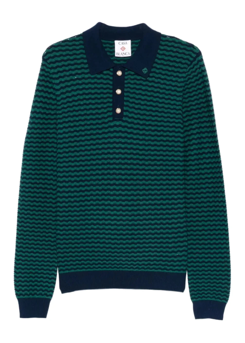Casablanca Mini Wave Polo "Navy Green" Luxury Polo Shirt UAE