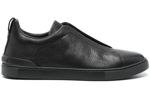 Zegna Triple Stitch Leather Sneakers "Black" Luxury Sneakers UAE