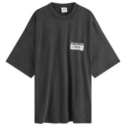 Vetements "Hello My Name Is Vetements" T-Shirt Black Statement Tee UAE