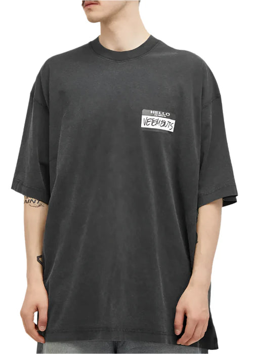 Vetements "Hello My Name Is Vetements" T-Shirt Black Statement Tee UAE