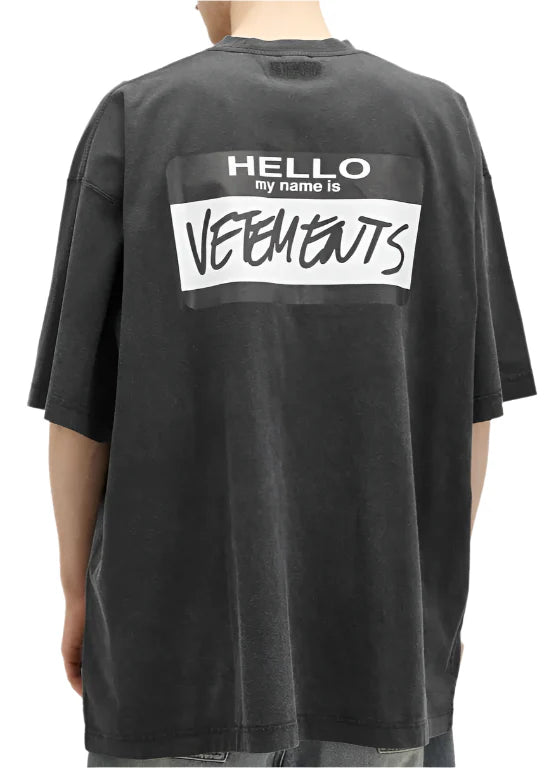 Vetements "Hello My Name Is Vetements" T-Shirt Black Statement Tee UAE
