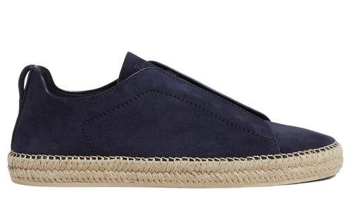 Zegna Suede Triple Stitch Espadrilles "Dark Blue" Summer Espadrilles UAE