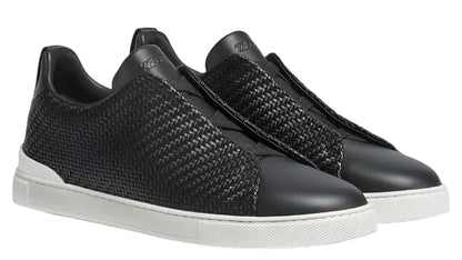 Zegna Pelletessuta Leather Triple Stitch Sneakers Woven Leather Sneakers UAE