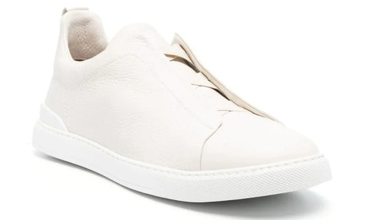 Zegna Triple Stitch Leather Sneakers "White" Premium White Sneakers UAE